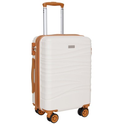 Hykolity 22" Carry On Luggage, Expandable Hardshell Suitcase with Double Spinner Wheels WHITE
