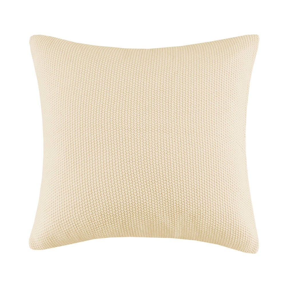 Photos - Pillowcase 26"x26" Oversized Bree Knit Square Throw Pillow Cover Ivory - Ink+Ivy