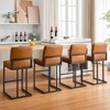 24" Counter Height Bar Stool, Faux Leather Barstool with Back and Metal Frame - 2 of 4
