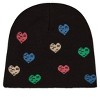 Memoi Girls Cozy "Colorful Hearts" Rayon-Blend Knit Beanie Black S - 2 of 3