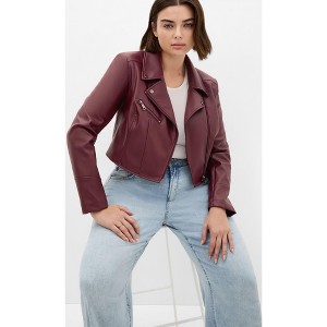 CITY CHIC | Amira Faux Leather Jacket - dark cherry | 16W - 1 of 4