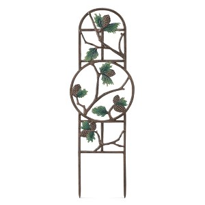SPI Home Pinecone and Branch Trellis – 34" Tall Aluminum Outdoor Decor with 7.75"H Ground Spikes and Rustic Forest Design - 1 of 3