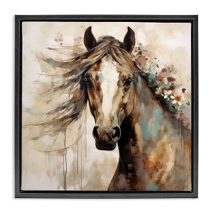 Stupell Industries Brown Horse with Florals, 18" x 18" - 1 of 4