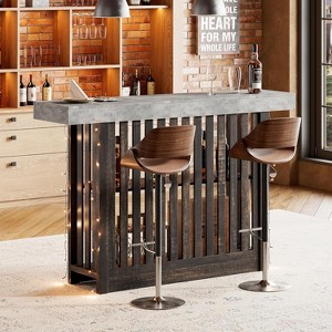 63" Bar Height Table with 2-Tier Storage Shelves,Industrial Coffee & Breakfast Table for Dining Room - 1 of 4
