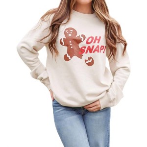 Women's Oh Snap Gingerbread Sweatshirt - Refined Canvas - 1 of 4
