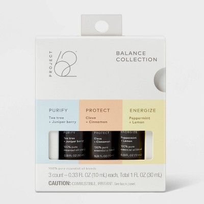 0.99 fl oz 3pk Balance Collection Purify, Protect and Energize Essential Oils - Project 62™
