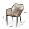 GDFStudio Fromberg Outdoor Wicker 3 Piece Chat Set with Cushion, Light Brown/Beige - 3 of 4
