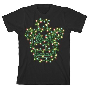 Five Nights at Freddy's Christmas Lights Freddy Face Boy's Black T-shirt - 1 of 3