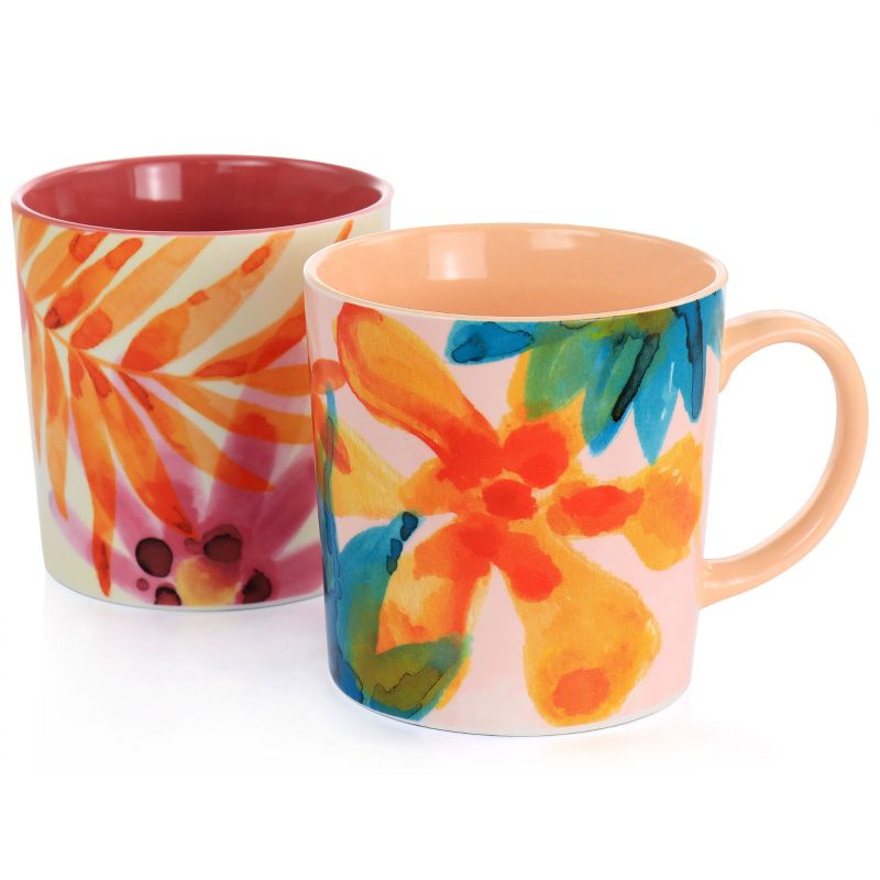 Spice by Tia Mowry Goji Blossom Fine Ceramic 4 Piece 17oz Mug Set in Multi Color, 5 of 8