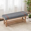 Bekrvio 44-Inch Teddy Fleece Upholstered Bench – Solid Wood Frame,Mid Century Modern Bench with PU Straps for Living Room, Bedroom - 4 of 4