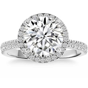 Pompeii3 Certified 4.16Ct Halo Diamond Engagement Ring White Gold Lab Created - Size 9 - 1 of 4