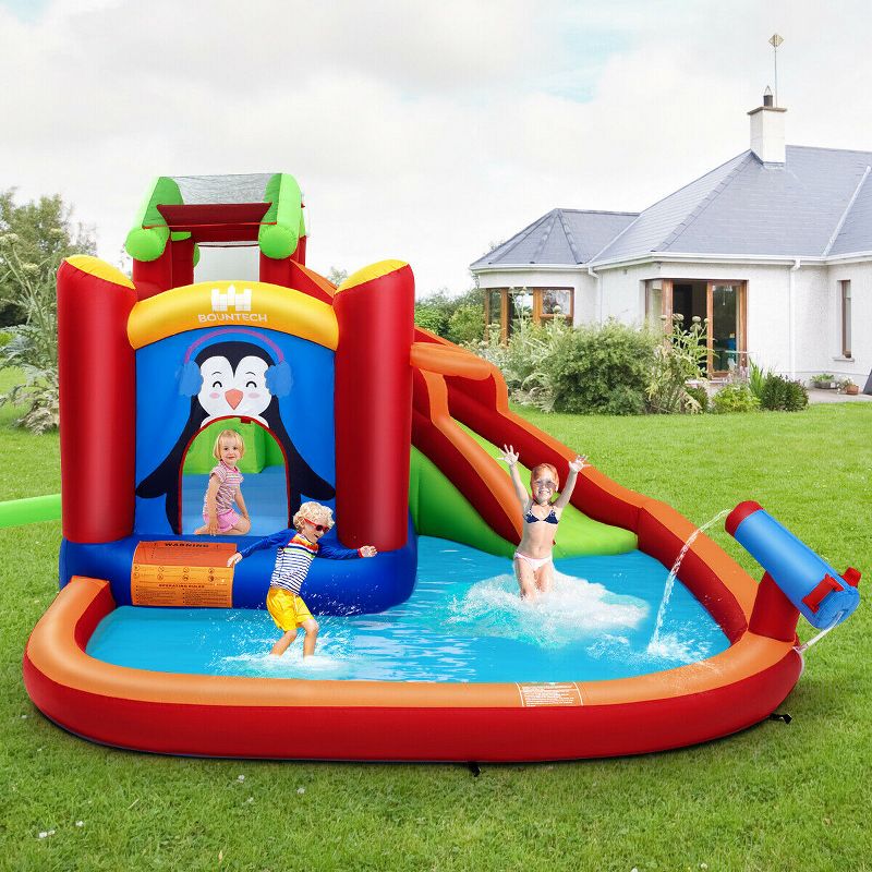 Costway Inflatable Slide Bouncer and Water Park Bounce House Splash Pool Water Cannon, 4 of 11