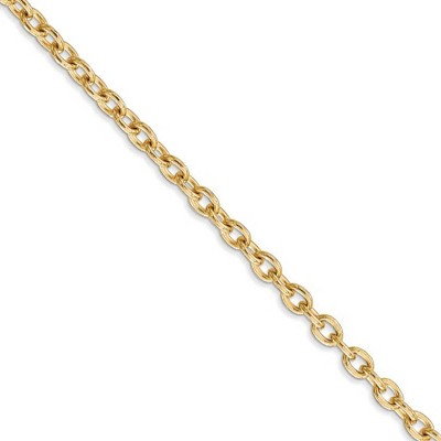 Black Bow Jewelry 3.2mm, 14k Yellow Gold Solid Link Cable Chain Necklace
