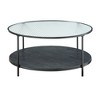 Metal 2-Piece Coffee and End Table Set with Glass Top and Lower Shelves for Living Room - 4 of 4