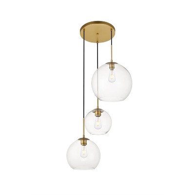 Baxter Cosmopolitan Brass & Clear Glass 3-Light Pendant