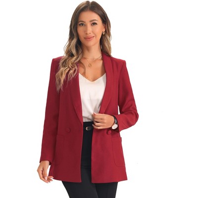 Allegra K Women's Shawl Collar Long Sleeve Shoulder Pads Blazer