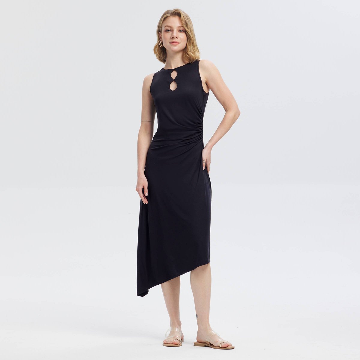 Женские платья A New Day Women's Asymmetrical Jersey Midi Dress - A New Day™ Black M — фото 3
