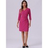 INSPIRE CHIC Women's 3/4 Sleeve Ruched V Neck Wedding Guest Casual Elegant Dress - 4 of 4