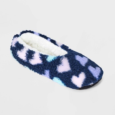 Girls' 'Hearts' Slipper Socks - art class™ Blue M/L