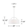 Possini Euro Design Brushed Nickel Drum Pendant Chandelier 20" Wide Modern White Linen Shade Fixture for Dining Room House Kitchen - 4 of 4