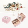 Unique Bargains Mini Portable PU Leather Pink Travel Jewelry Box with Mirror - 2 of 4