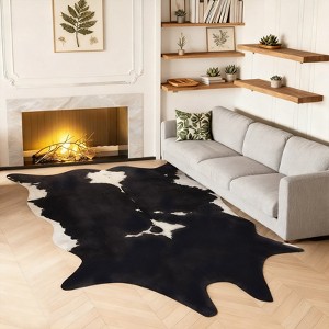 Faux Cowhide Rug 61x74.8 Inch, Western Animal Skin Carpet for Living Room Bedroom, Cowboy Cowgirl Home Decor - 1 of 4