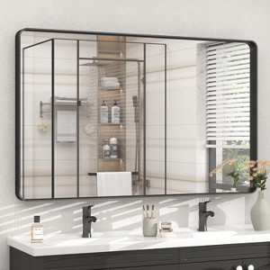KIOTEE Rectangular Aluminum Alloy Framed and Tempered Glass Wall Bathroom Vanity Mirror in Matte Black - 1 of 4