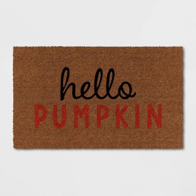 1'6"x2'6" 'Hello' Pumpkin Coir Halloween Doormat Natural - Hyde & EEK! Boutique™