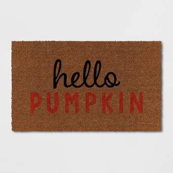 1'6"x2'6" 'Hello' Pumpkin Coir Halloween Doormat Natural - Hyde & EEK! Boutique™