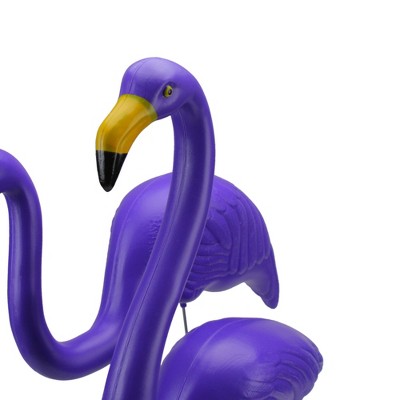 Set of 2 Purple Flamingo Outdoor Garden Lawn Stakes with Iron Rods