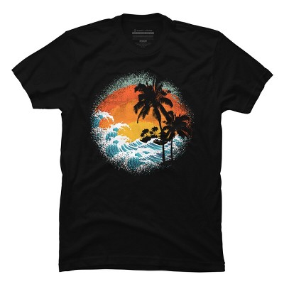 Men's Design By Humans Tropical Waves By clingcling T-Shirt