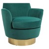 PAGED Modern Swivel Accent Chair, Velvet Fabric Ergonomic Arm Chair with Iron Base, Wood Reading Chair for Living Room, Bedroom - 3 of 4