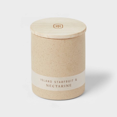 6oz Matte Textured Ceramic Wooden Wick Candle Ivory/island Starfruit And  Nectarine - Threshold™ : Target