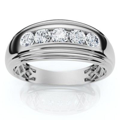 Pompeii3 Mens 1/2ct 5-Stone Diamond Wedding Ring Gold Lab Created