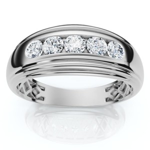 Pompeii3 Mens 1/2ct 5-Stone Diamond Wedding Ring Gold Lab Created - 1 of 4