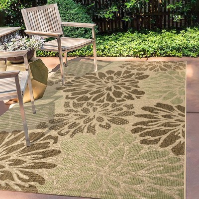 JONATHAN Y Zinnia Modern Floral Textured Weave Indoor/Outdoor Area Rug