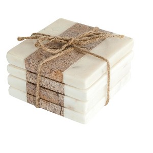 Storied Home Square Marble Coasters with Jute String (Set of 4 Pieces) - 1 of 4