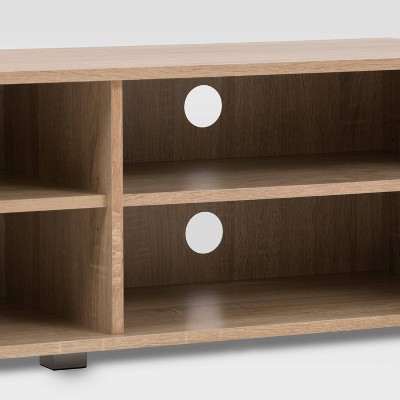 Modern Hollywood 76" White & Brown Wood Grain TV Stand with Storage