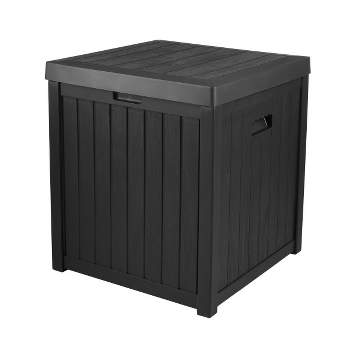 Storage Box - 50-Gallon Container for Patio Storage - Durable and Fade-Resistant Resin Deck Box - Outdoor Furniture by Pure Garden (Black)