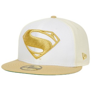 Adult Superman Logo White Gold New Era 59Fifty Fitted Hat - 1 of 4