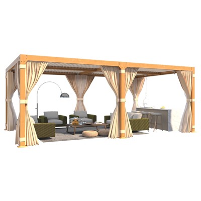 Erommy 12' x 20' Yellow Aluminum Pergola with Adjustable Roof