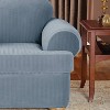 2pc Stretch Poly Striped T Cushion Sofa Slipcovers French Blue - Sure Fit: Machine Washable, Indoor Use, Zipper Closure - 2 of 4