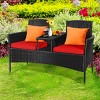Tangkula Outdoor Rattan Furniture Wicker Patio Conversation Chair W/Cushion Red - 2 of 4