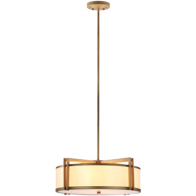 Elegant Contemporary 21" Gold and Gray Drum Pendant Light