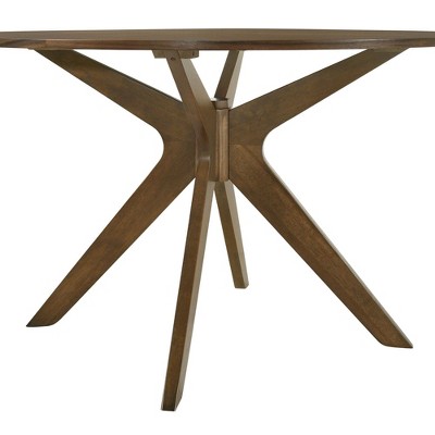 Walnut Round Mid-Century Modern Dining Table with Tapered Legs
