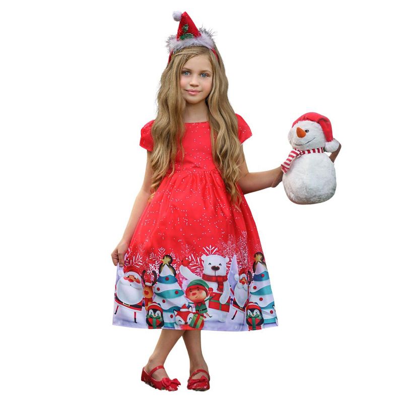 Girls Christmas Cheer Holiday Scene Dress - Mia Belle Girls, 1 of 7