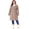 Agnes Orinda Women's Plus Size Fashion Notched Lapel Double Breasted Pea Coats - 3 of 4