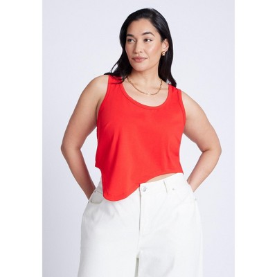 ELOQUII Women's Plus Size Asym Hem Tank