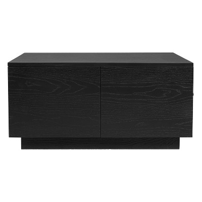 Vynxaria Series 33.25 in. Black Square MDF End Table with 4 Drawers