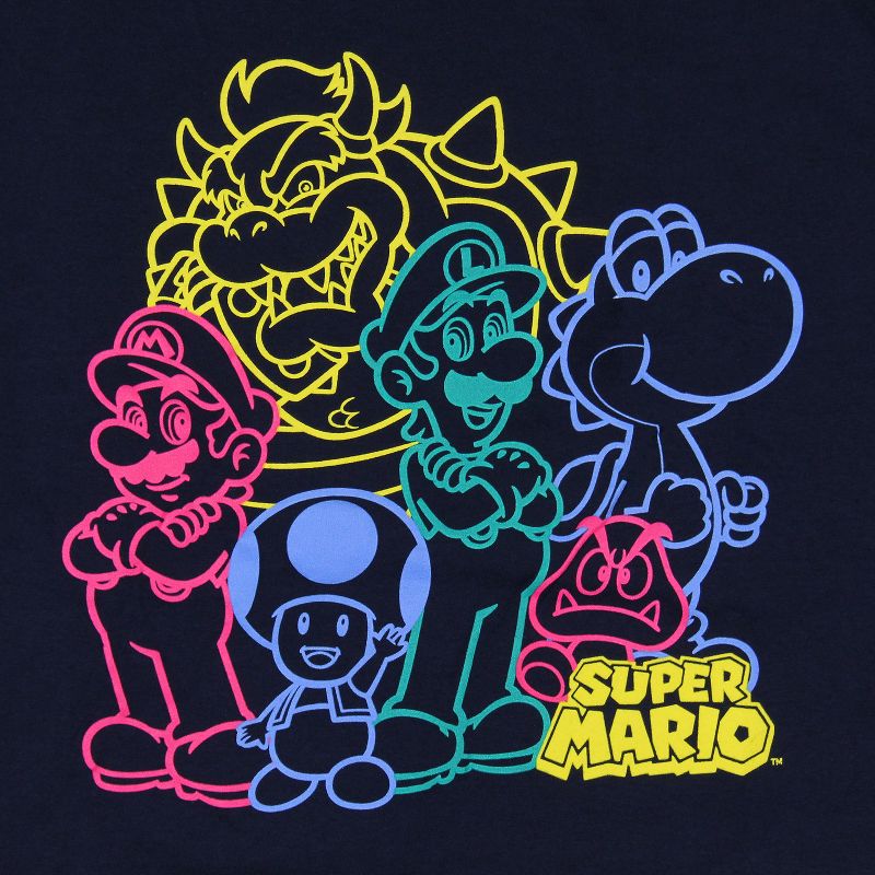 Super Mario Boys' Mario and Friends Character Outline Kids Graphic T-Shirt, 2 of 4
